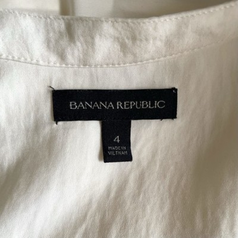 Banana Republic Ivory Tiered Ruffle Hem Tunic Dress Long Sleeve Button Size 4 VG - Picture 7 of 8